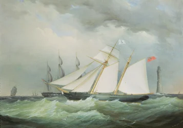 エディストーン灯台沖のスクーナー